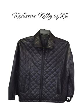 NWT Katherine Kelly Lamb Leather Quilted Stand Collar Zip Jacket XS